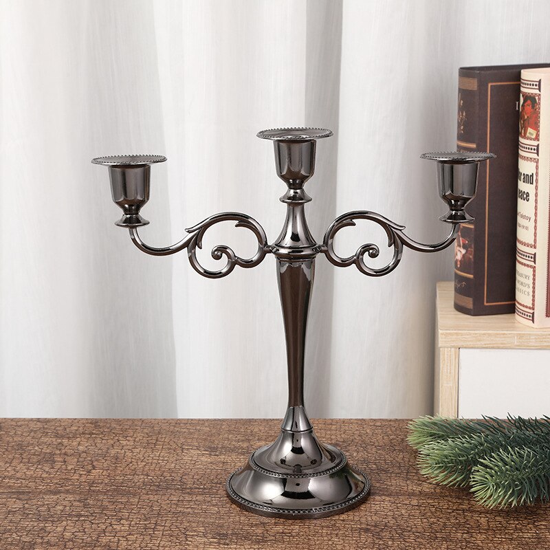 Metalen Kandelaar 5 Armen Kandelaar 26Cm/10 &#39;&#39;Tall Kaarshouder Voor Formele Event Thuis Eettafel decor Bruiloft Middelpunt: Black 3-arms