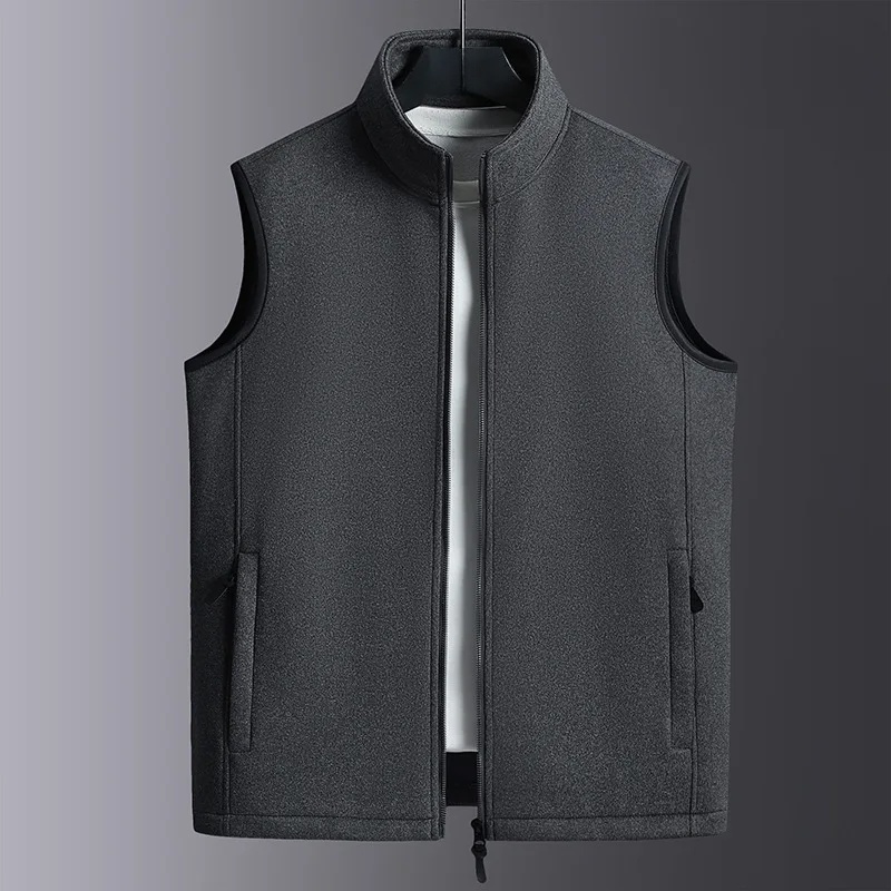 Gilet doublé polaire pour hommes, vêtements de papa décontractés, chauds, vêtements d'extérieur d'automne et d'hiver, coupe ample, veste confortable en mousse à particules: L / GRIS