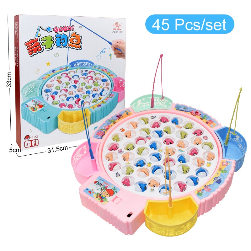 freundlicher Angeln Spielzeug Elektrische Rotierende Angeln Spielen Spiel Musikalische Fisch Platte einstellen Magnetische draussen Sport Spielzeug für KidsGifts: 45Stck C mit Kasten