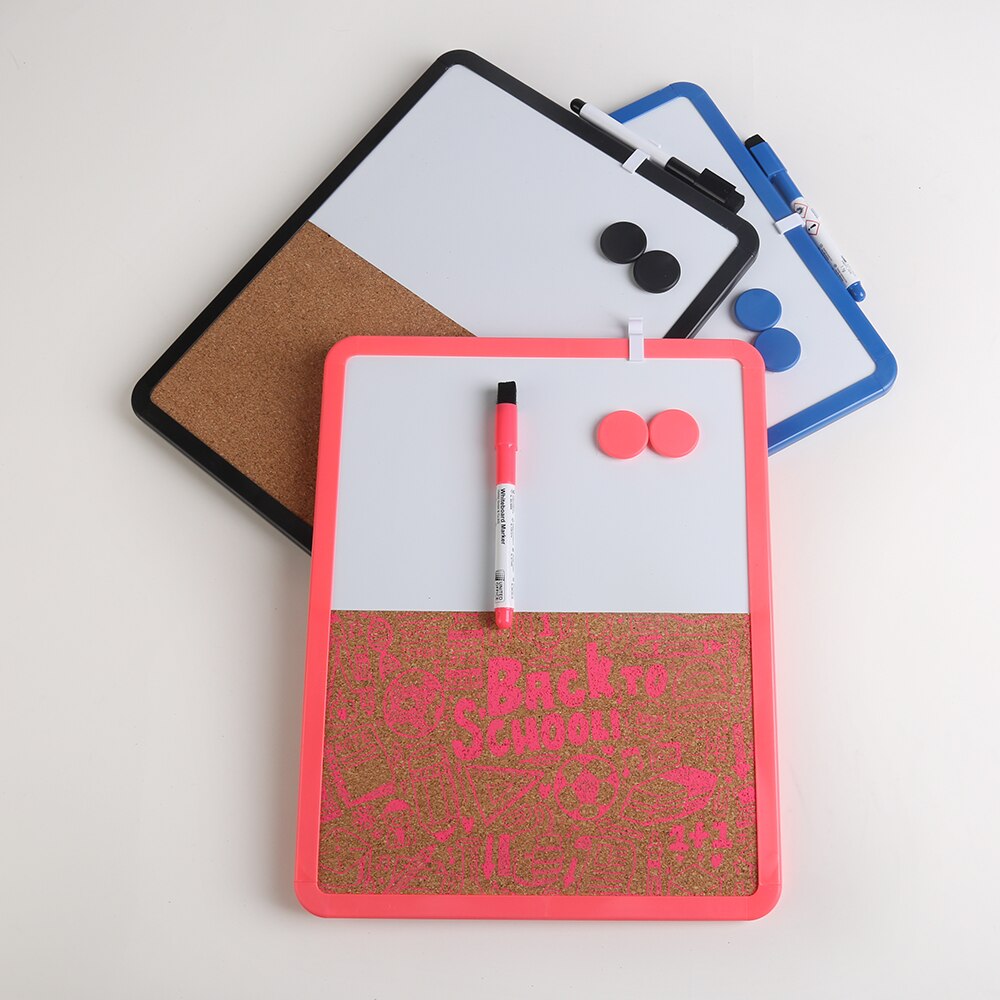 Multifunctionele Schrijfbord Droge Wissen Chidren Graffiti Board Combo Wit Board & Kurk Boord Met Whiteboard Pen push Pin