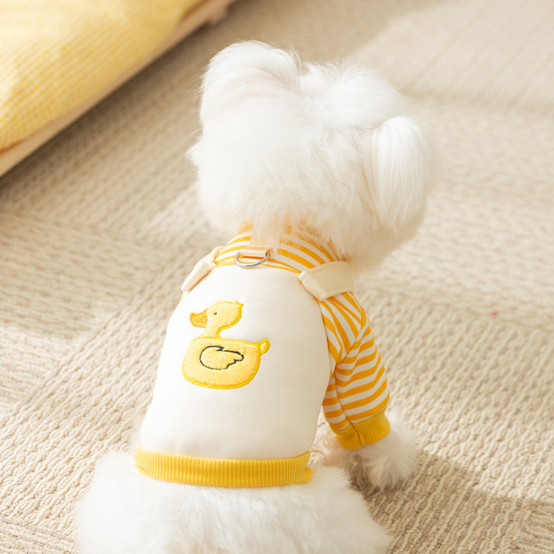 Sweat-shirt à capuche pour animaux de compagnie avec anneau en D, sweats à capuche fins pour chiens, manteau pour chat, imprimé rayé, veste pour chiot, mignon, automne, hiver, 2025