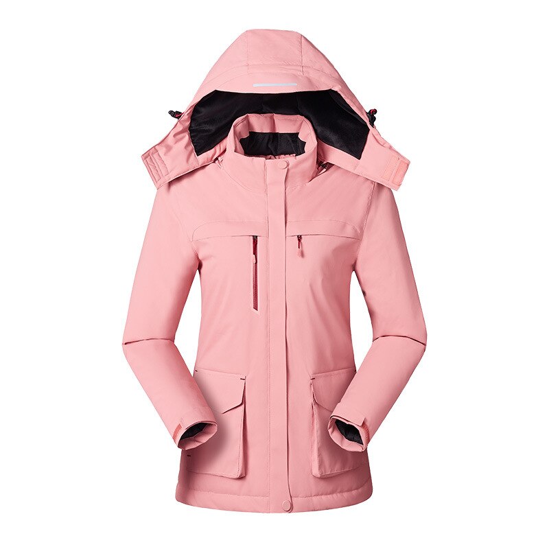 PARATAGO-Chaqueta de calefacción inteligente para mujer, abrigo de lana con carga USB para exteriores, ropa de escalada a prueba de viento, P1233: Rosa / XXL