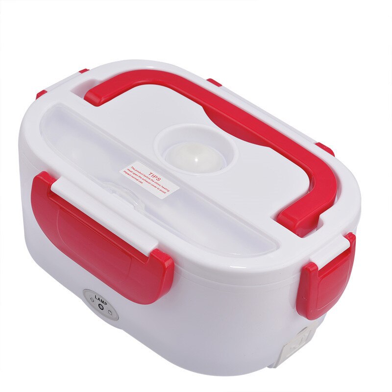 Fiambrera eléctrica portátil de 12V con calefacción, caja Bento, Auto coche, comida, contenedor de arroz, calentador para escuela, oficina, hogar, vajilla: Rojo