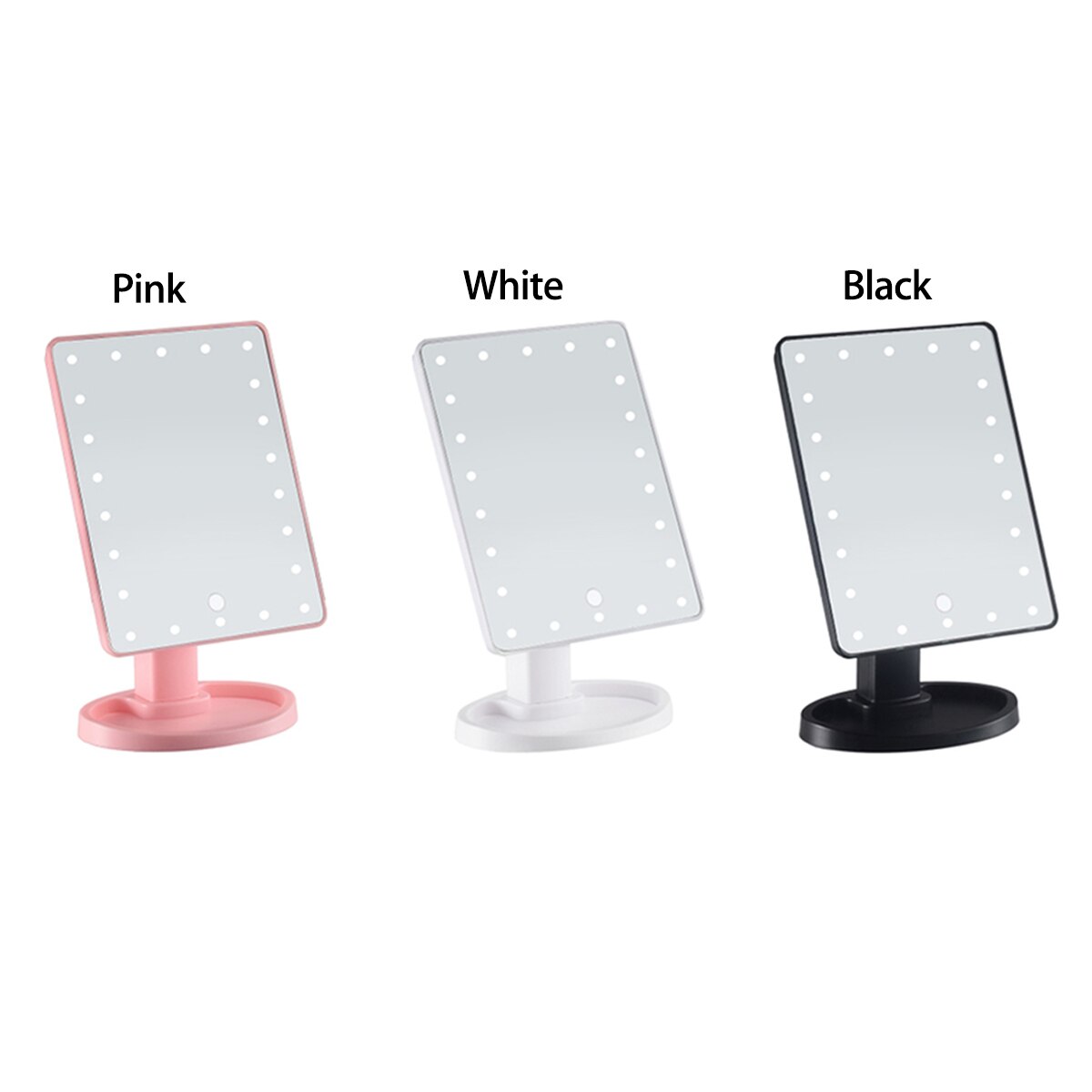 LED Lighted Vanity Touch Screen Makeup Mirror 360 Degrees Rotation Make up Rotating Cosmetic Beauty LED Table Stand Mirrors