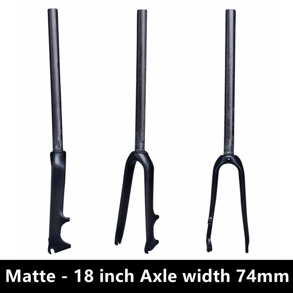 Glanzende/matte 3k carbonvezel opvouwbare bmx-fietsvork voorvork 14 16 18 20 22 inch stuurbuis 28.6mm schijfremmen: Mat 18 inch 74mm