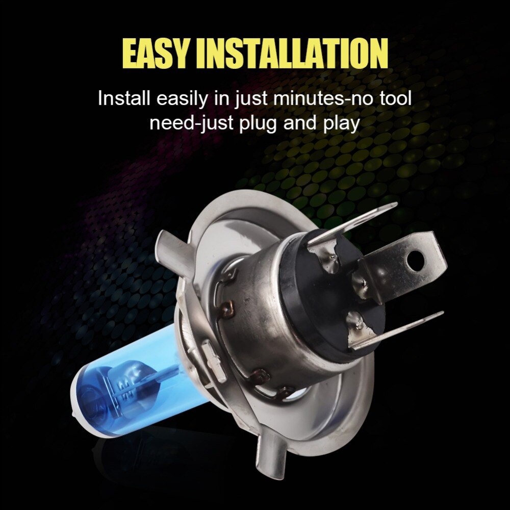 Safego 2x h4 h7 halogen xenon pære  h11 9005 hb3 hei/lo 60w/55w frontlys xenon til bil 4300k-5000k lys varm hvit tåke lampe 12v