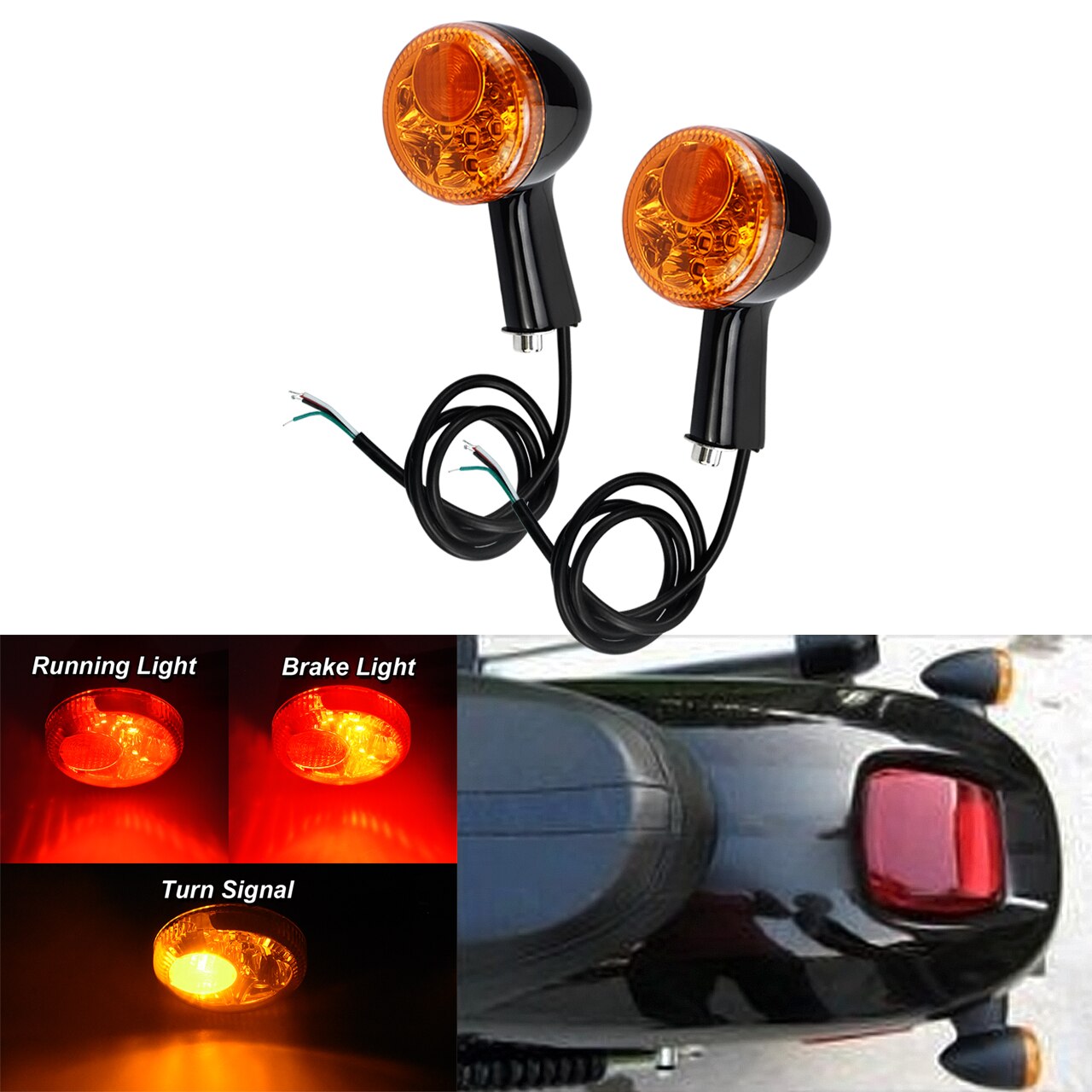 Motocicleta âmbar traseiro led turn signal luzes indicador preto/cromo
Para Harley Sportster 883 Super Baixa 21 XL883L 1200 1992-2020: Turn Signals Light D