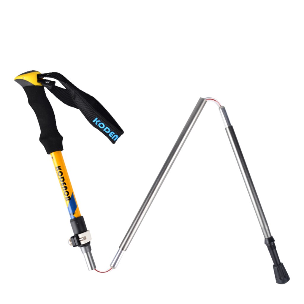 Adjustable Hiking Walking Poles Safety Multifunction Tool Ultralight 5 Sections Portable Hiking Poles Hiking Equipment: Yellow