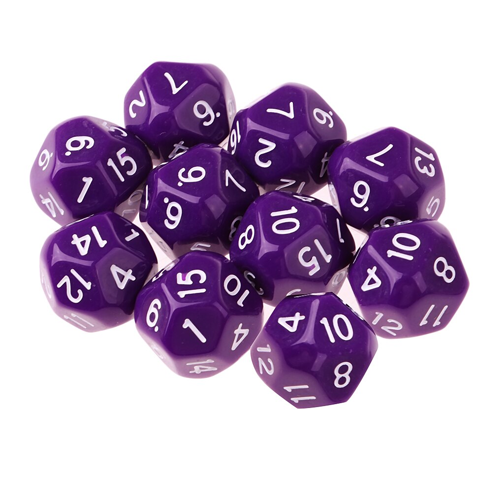 16-Sided D16 Acrylic Dices Table Game Accessory Toys for DND MTG TRPG 10Pcs: Purple