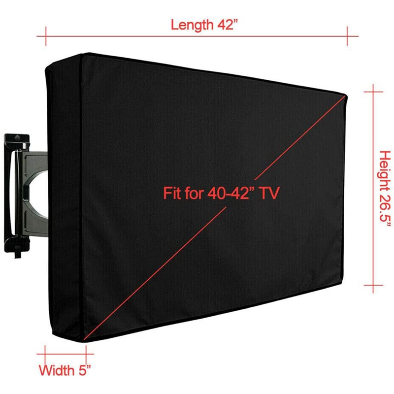Outdoor TV Cover 600D Polyester Weatherproof Flat Screen TV Display Protector for 40-42Inch Outside Flat Screen TV