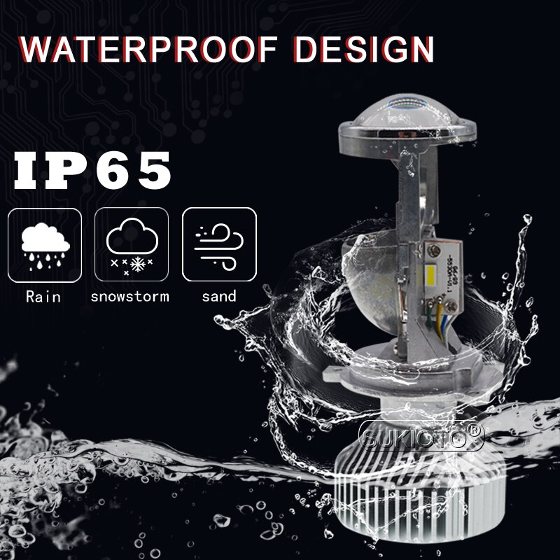 SUKIOTO 1 paar MINI lens H4 led koplamp projector lens lamp 5500 k Wit 35 w Hi Lo H4 Hoge lage LED Koplampen LHD LED H4