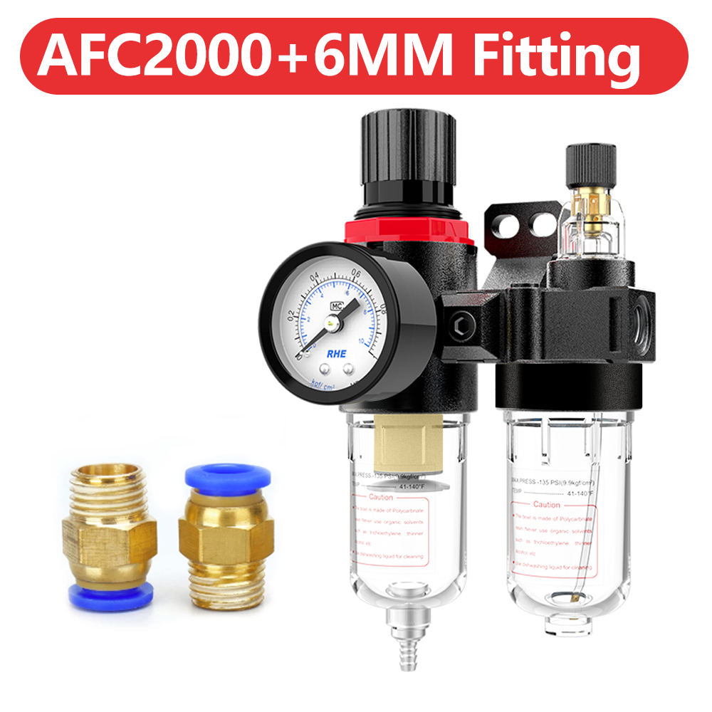 Afc 2000 filter til kompressor olie vandudskiller regulator fælde filter airbrush lufttryk regulator reduktionsventil: Afc 2000 8mm montering