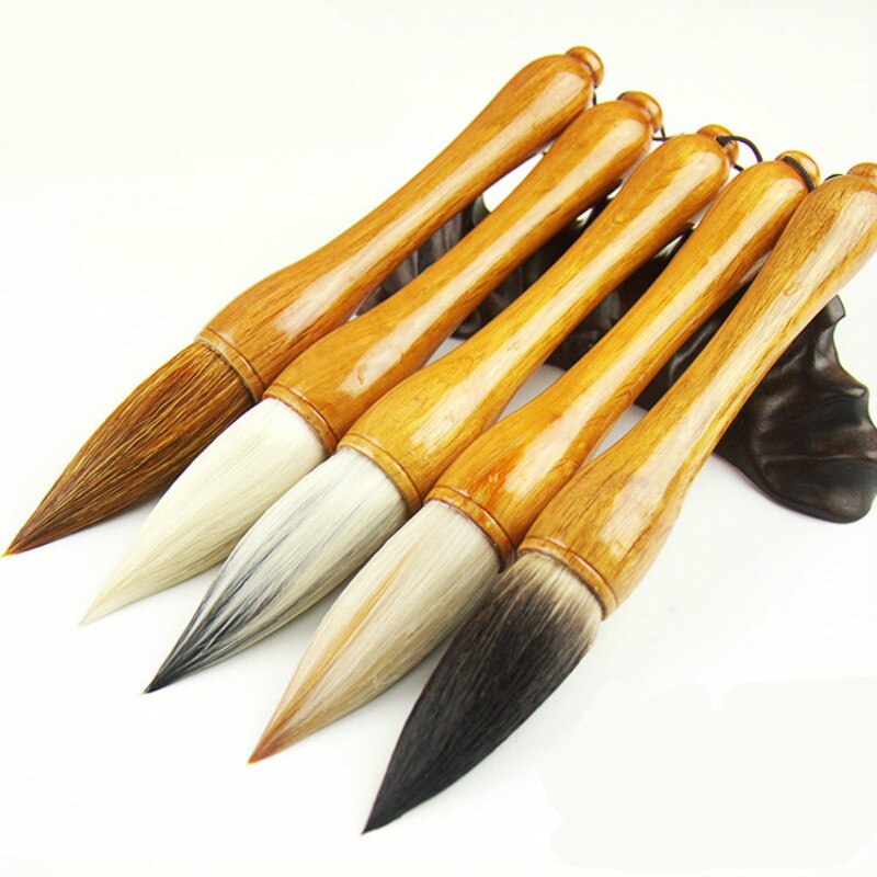 Chinese Calligraphy Brush Pen Woolen Weasel and Rabbit Multiple Hairs Hopper-shaped Brush the Scholar&#39;s Four Jewels