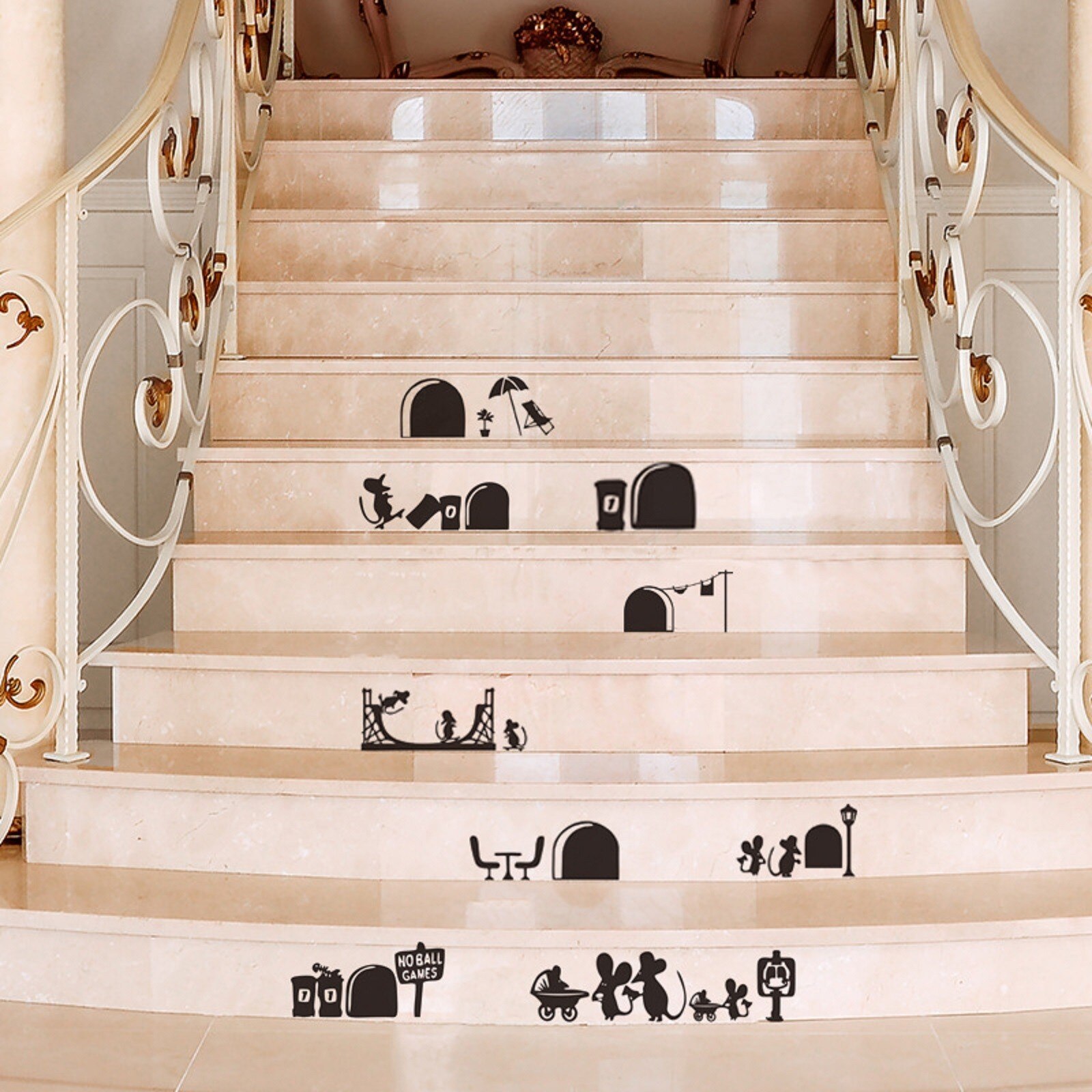 Cartoon 3D Mouse Wall Sticker Realistic Mouse In A Hole Wall Decal For Kids Room Bedroom Nursery Decor Living Room Decal