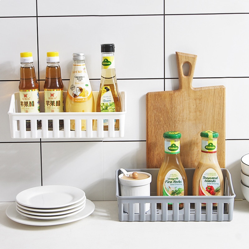 Wall Mounted Bathroom Storage Rack Plastic Bathroom Shelf Organizer for Shower Shampoo Holder Home Kitchen Rack Organizer