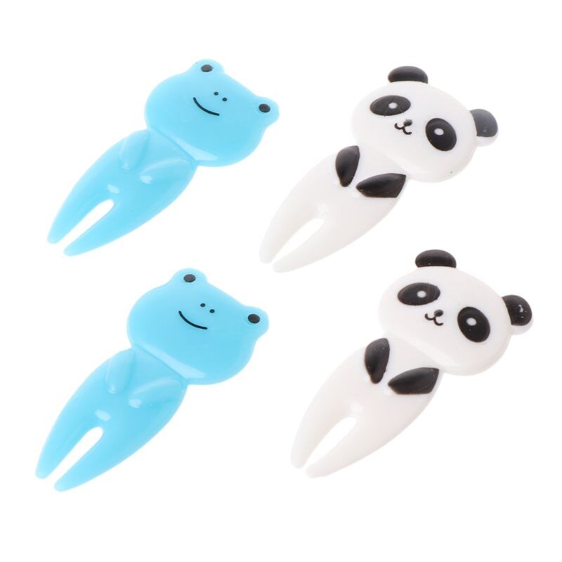 Mini tenedor Kawaii de dibujos animados de granja de animales, palillo de dientes, fruta, signo, Bento, 10 piezas