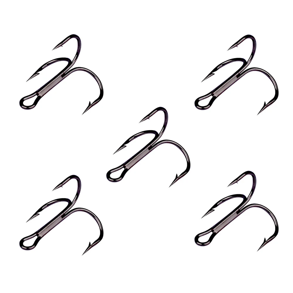 Hameçon triple retourné en acier à haute teneur en carbone, noir, 20 pièces, 2/6/8/10/12 # Pour leurre Triple crochet accessoires de matériel de pêche