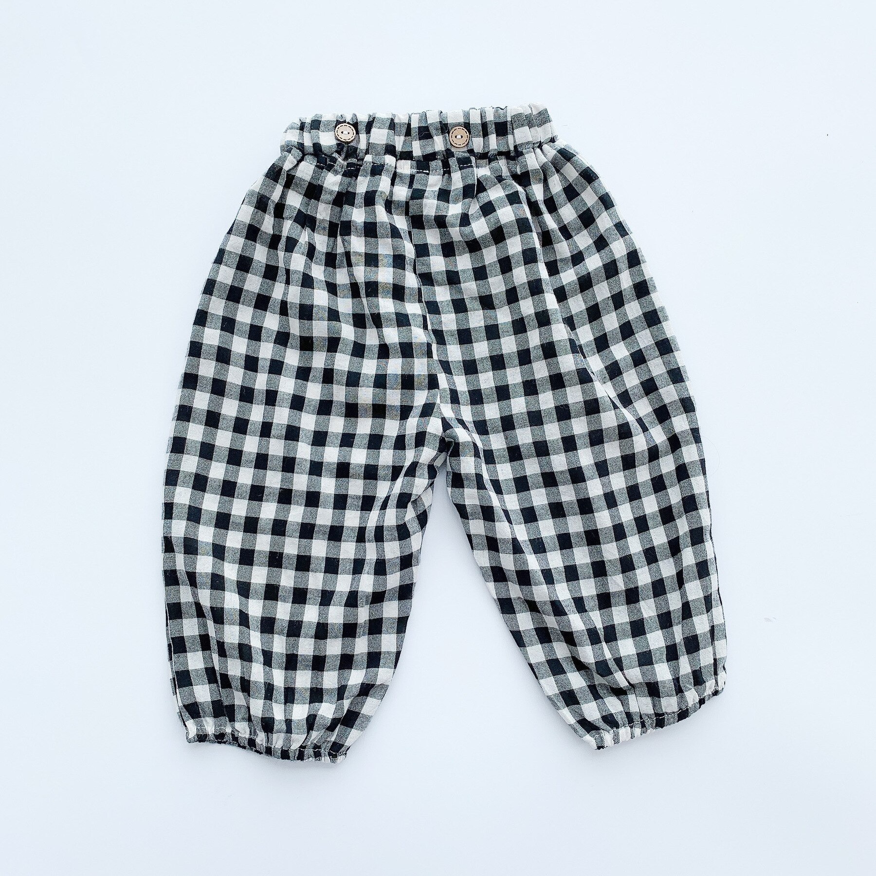 Calças compridas de algodão xadrez de primavera, calças para bebês, meninos e meninas, roupas pretas para bebês: Preto / 80(12-18M)