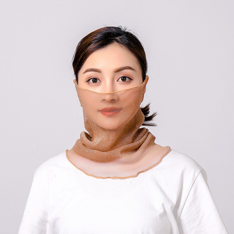 neue Gold seide Gesicht Maske Schutz Frauen Sonne Schals Hals Abdeckung fest drucken Dame Wandern Reiten Mund Schal Ring wickelt