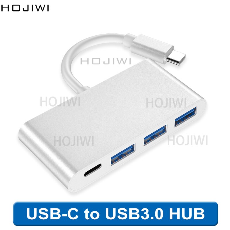 HOJIWI dock station usb c hub type c docking station for laptops Macbook air/pro 4 in 1 usb3.0 PD charge hub hunderbolt 3 AA16: gray