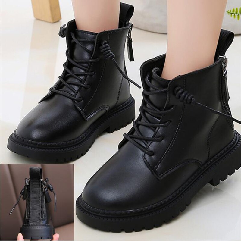 Peuter Jongens Zwart Lederen Schoenen En Najaar Baby Kinderen Laarzen Jongens Casual Sneakers Mode Meisjes Leren Schoenen Kids
