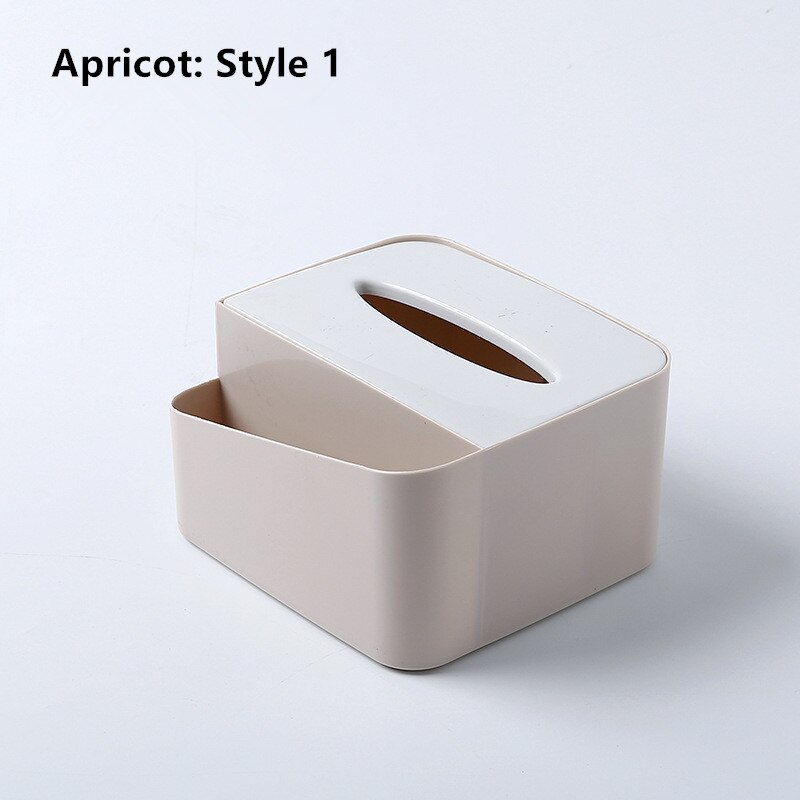 Multifunction Tissue Box Home Desktop Cosmetics Storage Case Remote Control Holder: Apricot Style 1