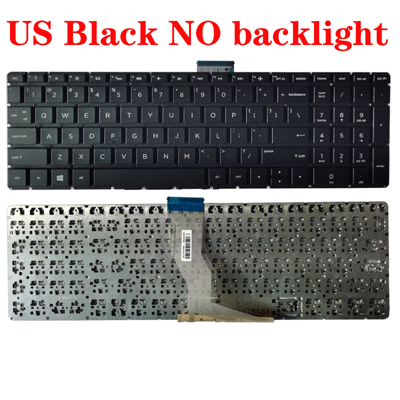 US/UK/SP/GR Laptop keyboard for HP 15-BS 15-BR 15-BW 15T-BR 15Q-BU 15T-BS 15Z-BW 250 G6 255 G6 256 G6 258 G6 TPN-C129 TPN-C130: US black NO backlit