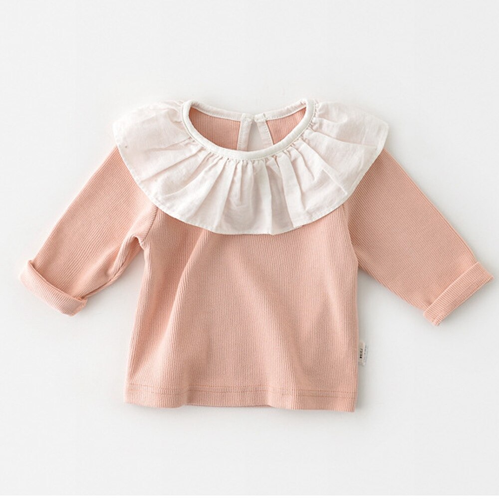 Outfits Frühling Mädchen freundlicher Prinzessin T-Shirt freundlicher Baby Kleinkinder Lange Hülse Grundlegende T-Shirt Spitzen S11980: rosa / 12m