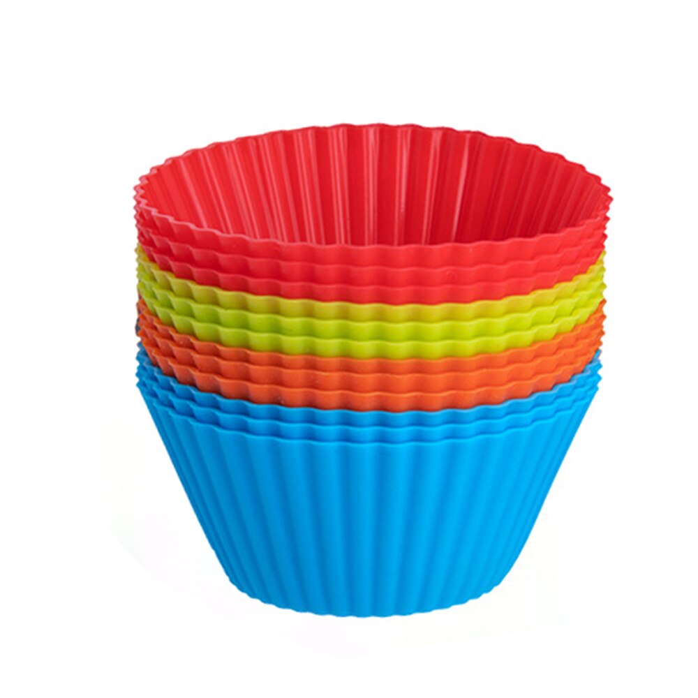 12/24 Pcs Siliconen Cup Cake Gevallen Muffin Cupcake Broodje Bakvorm Decor Ronde Vormige Keuken Koken Bakvormen: random 12pieces