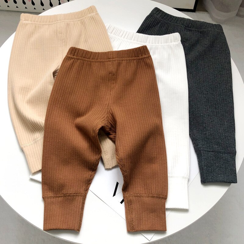 Pantalones de punto para bebé, ropa para niño y niña, estilo de , pantalones largos informales de Color sólido, primavera y otoño