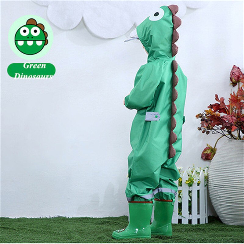 Children Raincoat Overalls Waterproof Cartoon Student Kids Jumpsuit Rainwear For Baby Boys Girls 2-10 Years Rain Pants TX099
