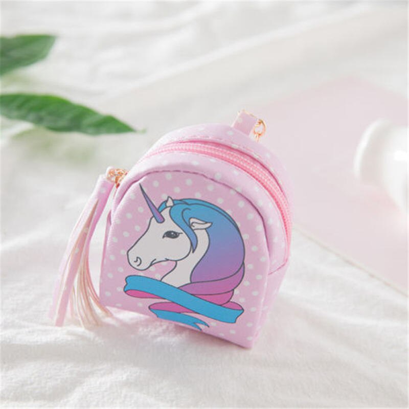 Mini billetera pequeña de cuero para mujer y niña, Tarjetero con cremallera, monedero, bolso con imágenes de unicornios, bolsa de llaves, de Año de Navidad para niños: 7