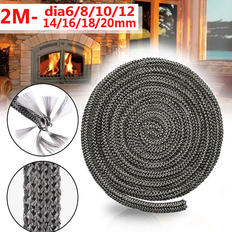 Junta de estufa de leña de 6/8/10/12/14/16/18/20mm, 2M, 3M, cuerda de sellado para chimenea, cable ignífugo de fibra de vidrio, junta de puerta de quemador de estufa de madera