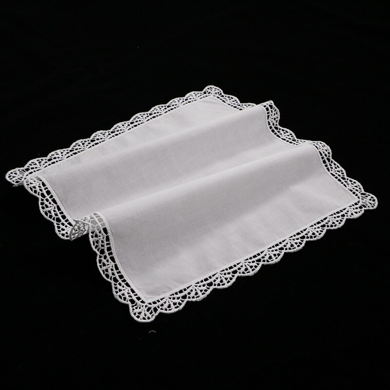 D003: Weiß Prämie baumwolle spitze taschentücher leer häkeln taschentücher für frauen/damen hochzeit