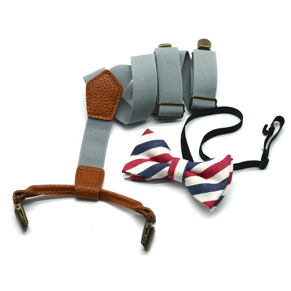 Hoge Elastische Elastische Vlinder Knoop Kid Baby Jongens Peuter Bruiloft Bijpassende Bretels Bretels En Luxe Strik Set