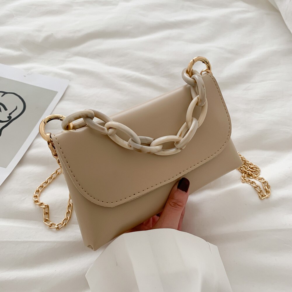 Kettingen kleine dames clutch portemonnees tote handtassen pu leren dames hoes schouder messenger crossbody tassen: Khaki