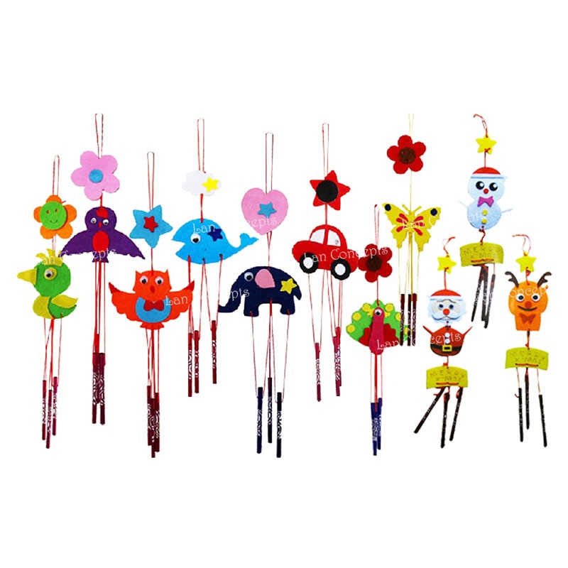 DIY Craft Kit - Felt Windbell Wind Chime for Education Kids Children - mixed designs 30 sets/lot