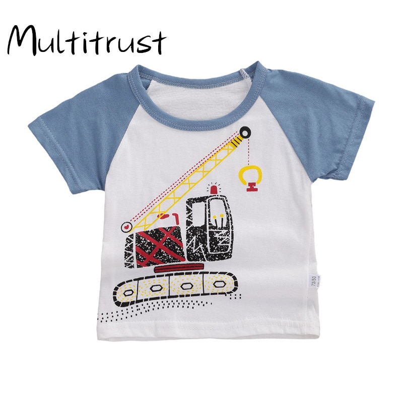 Multitrustボーイズtシャツ新ショベルデザインベビーコットントップス夏の服の幼児ファッションtシャツかわいい子供服を再生