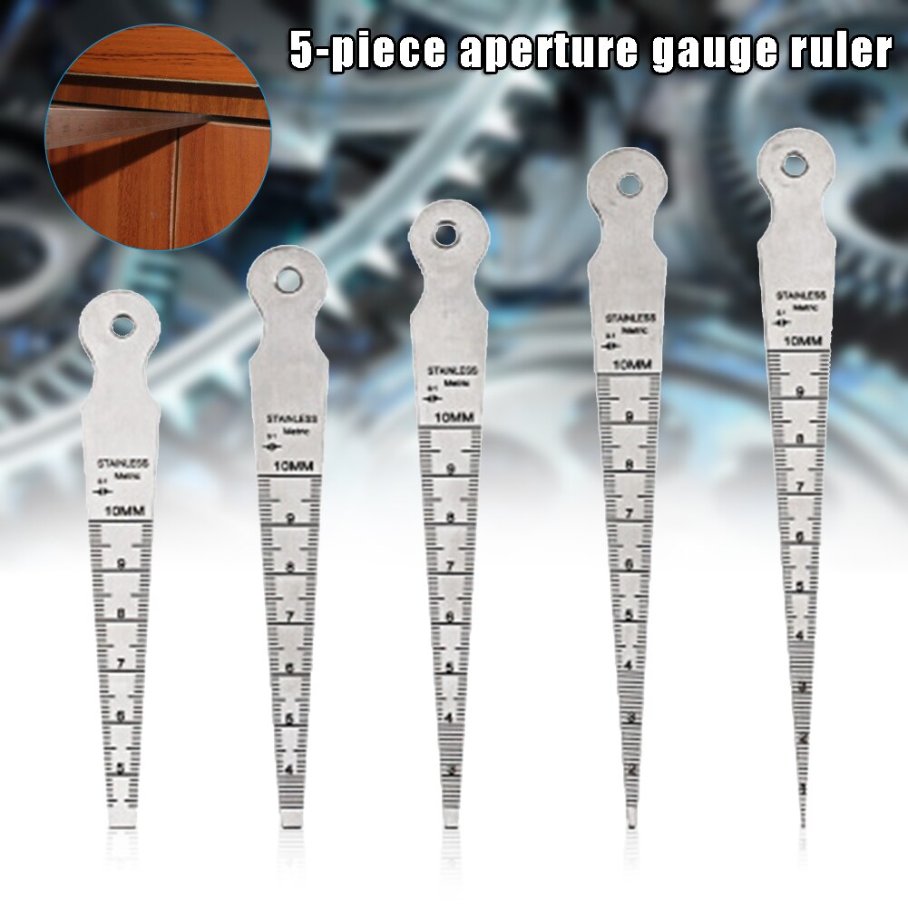 5pcs/set Feeler Gauge Tapered Ruler Hole Inspection Measuring Tool Triangular Wedges Ruler MYDING