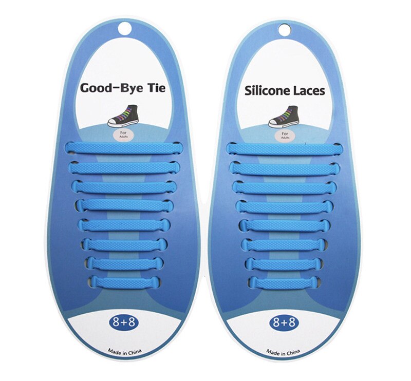 16 teile/satz Elastische Silikon Schnürsenkel Kreative Faul Silikon Laufende Keine Krawatte Gummi Spitze Schuhe Zubehör für mann frauen unisex: Himmel Blau