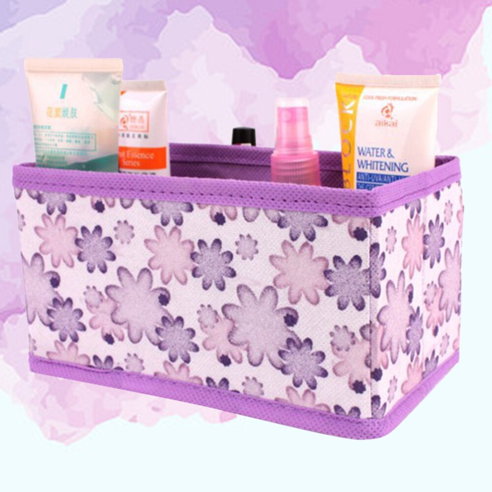Multifunctional Folding Non-woven Make Cosmetic Storage Box Organizer Jewelry Container Bag Case ): Purple