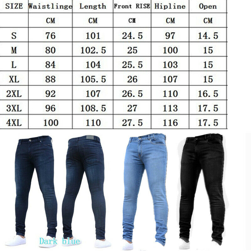 Mens Slim Fit Jeans Super Stretch Denim Pants Slim Skinny Casual Jeans