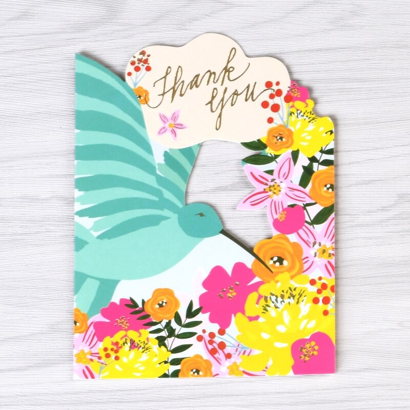 Flower Message Card Happy Birthday Label Tag Party Thank You Invitation Card