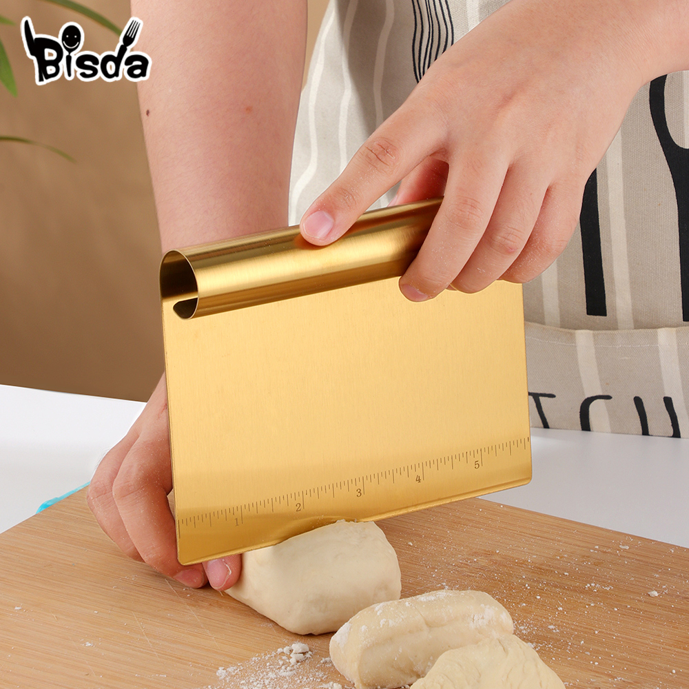 Cortador de masa de acero inoxidable, espátulas de pastelería, utensilios de cocina para cortar pasteles, pan dorado, Pizza, 1/2 Uds.