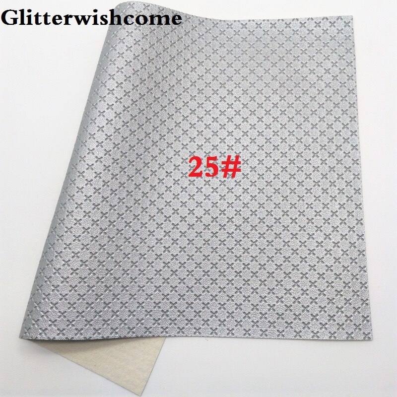 Glitterwishcome 21X29CM A4 Size Vinyl For Bows Embossed Cross Leather fabric Vinyl for Bows, GM5001A