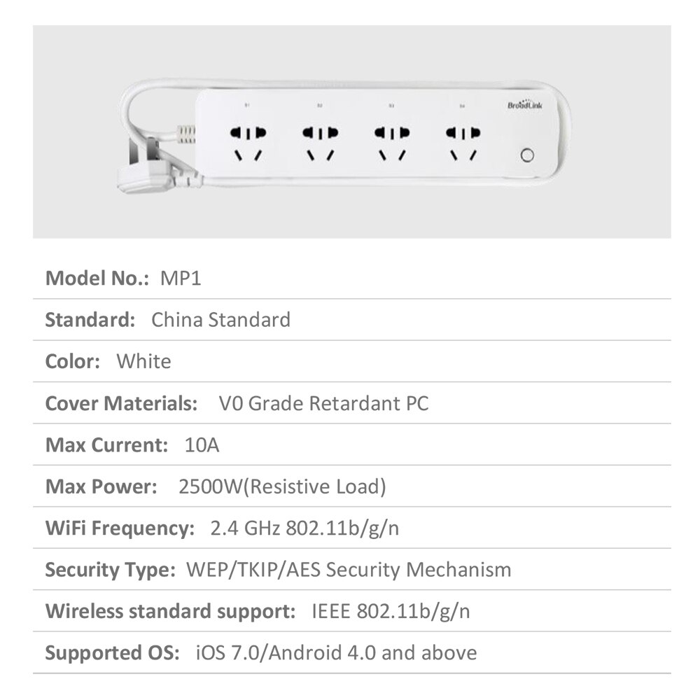 Originele Broadlink MP1 Socket Plug Afstandsbediening Afzonderlijk Regelbare Wifi 4-Stekkerdoos Voor Smart Home Automation