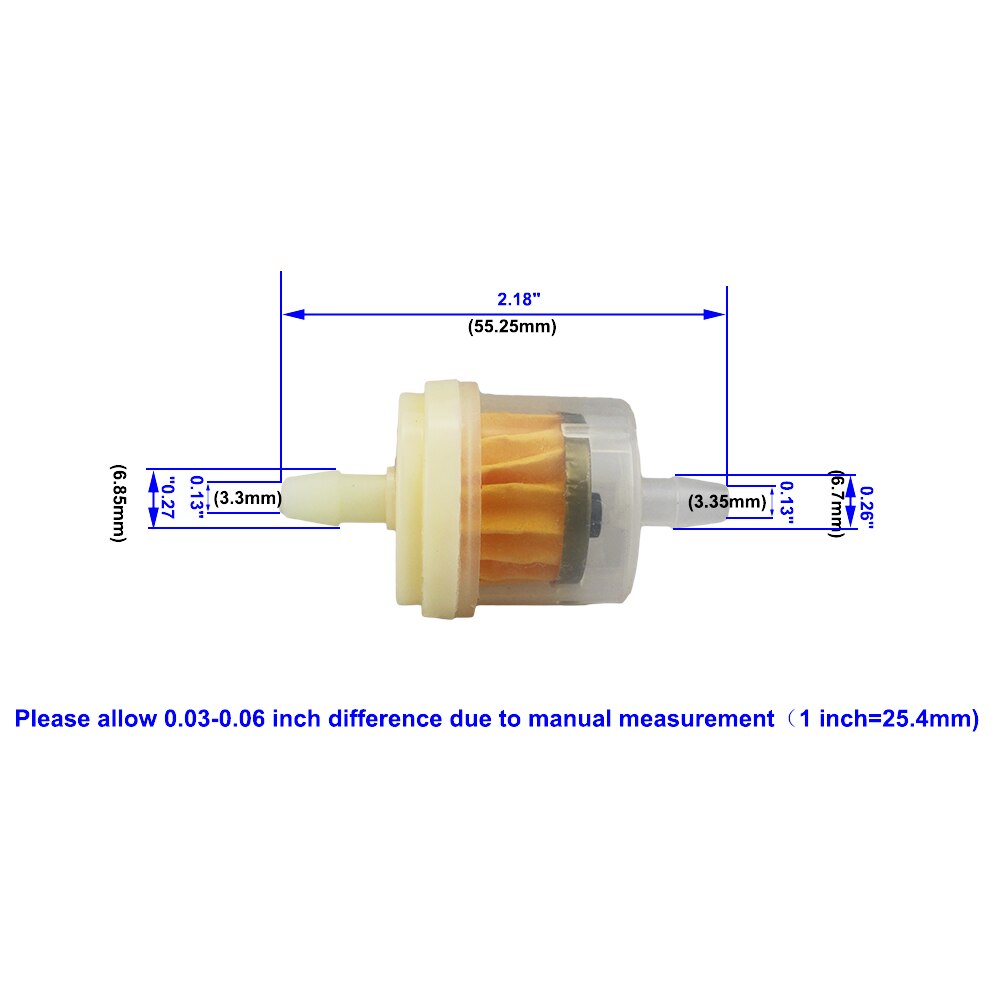 100 Stück Universal- neuer Gasöl-Kraftstofffilter 50 cc 70 cc 90 cc 110 cc 150 cc 250 cc ATV Schmutz Fahrräder gehen Karts, Rolle, Motorrad, Auto