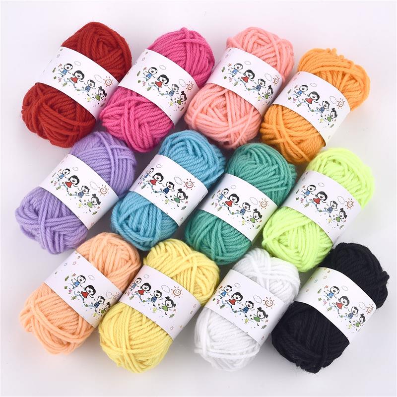 12 colores/juego de hilo suave de buena , hilo para tejer a mano, hilos de lana de algodón suaves y cálidos para manualidades, hilo de ganchillo hecho a mano: Verde militar