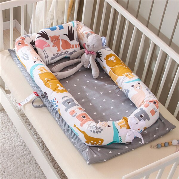 Portable Baby Bionic Bed Cotton Cradle Baby Bassinet Bumper Folding Sleep Nest for Toddler Newborn Play Mat Travel Bed: Gray