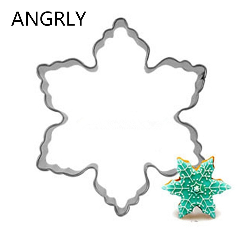 Sneeuwvlok Kerst Cookie Gereedschap Cutter Mould Biscuit Druk Icing Set Stempel Mold Rvs Cake Decorating Gereedschap Keuken